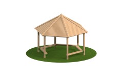 4m Hexagonal Timber Shelter with Seating